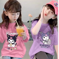 1-12 Years Old Cartoon Cute Kuromi Printed Girl short Sleeve Top Soft Round Neck Kids T-shirt Candy 