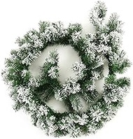 180CM/6FT Green Christmas Garland, Snow Frosted Decorated Artificial Xmas Garland for Fireplace Stair Xmas Tree Garden Yard Decor