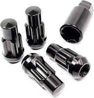 Set of 4 14x1.5 Veritek Black Acorn Bulge Tuner 1.75 Inch Wheel Locks for Aftermarket Custom Wheels 