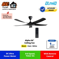 Alpha 56" Ceiling Fan | 8 + 8 Speed | Last Memory | DC Motor | Black / Oak / White | AXIS-5B/56 | 1 