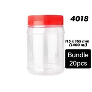 aaraco BORONG (20PCS) Balang Plastik Saiz M Kuih Cookie Kerepek Jar Pet Container 1200ML / 4018 RED