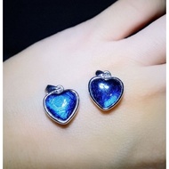 天然强大蓝天铁爱心双面吊坠-12mm Blue Meteorite David Love pendant