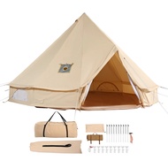 SucceBuy Canvas Bell Tent 4 Seasons 9.8ft Yurt Tent Canvas Tent for Camping with Stove Jack Breathab