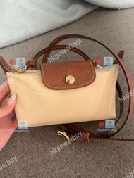 新款 longchamp 龍驤 mini餃子包米白棕金五金扣手提斜 認準hkpowerbuy.賣家 手袋 斜孭袋 背囊