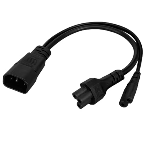IEC 320 C14 male plug to C7 C5 dual female socket AC power cable， C14 splitter power cable，C14 TO C7