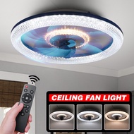 48cm Crystal Led Ceiling Fan Light Ceiling Fan with Lights WiFi Remote Control Modern Lighting three