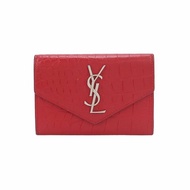 Saint Laurent Cassandre 牛皮 純色 鱷魚 壓花 YSL 標志 卡包 零錢包