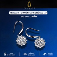 Silver Earrings for Women Sunflowers with White Gold 6,5 Cups - PENDANT Brand - Inspection Certifica
