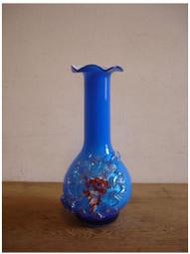 【找不到勿下標】WH1509【四十八號老倉庫】全新 早期 台灣 手工製造 牡丹花 玻璃 花瓶 高23cm 1瓶價