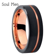 My Orders Tungsten Wedding Band Ring 6mm for Male Female Black &amp; Rose Gold Color Cut Brushed Polish Size 6 to 10.5