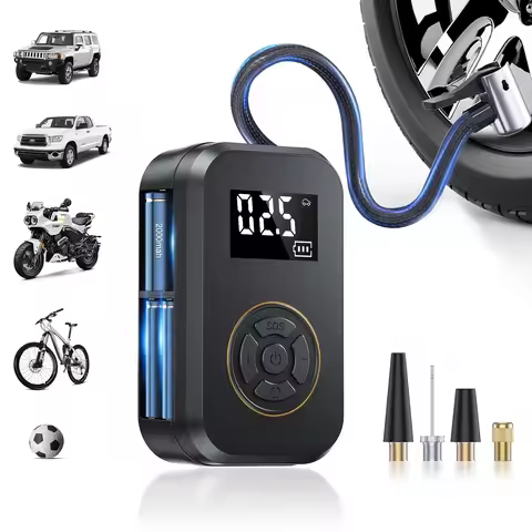 Inflatable Pump, Air Compressor Portable Bicycle Pump Car Tire Inflator with LED Light Electric Bike