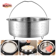 BEAUTY Food Steamer Basket, Stainless Steel Anti-scald Steamer Steaming Grid, Multi-Function Silicone Handle Rice Pressure Cooker Insert Steamer Pot Drain Basket Kitchen