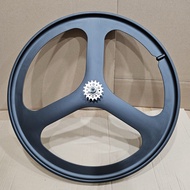 MAGNITUDO 3 Spoke Fixie Rear Wheelset, Magnesium Alloy Material, Matte Black