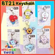 KPOP BT21 Acrylic Keychain - Cute TATA COOKY CHIMMY MANG RJ KOYA SHOOKY Cartoon Bag Charm Key Ring B