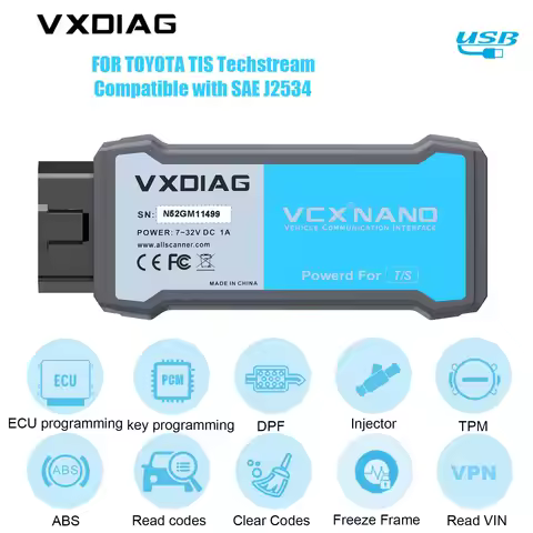 VXDIAG VCX NANO for TOYOTA Compatible with SAE J2534 OBD2 Diagnostic Tool