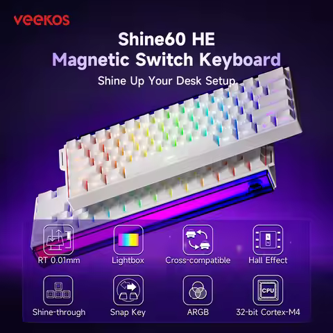 AKKO x Veekos Shine60 HE Magnetic Switch Keyboard 60% Rapid Trigger Keboard RT 0.01mm Snap Key Custo