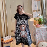 【iClown】COD☑ Plus Size Fashion Duster Adult Ladies Dress For Women Sleepwear Spendex Tela Pajama