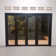 Kusen pintu lipat Aluminium warna coklat Anodise