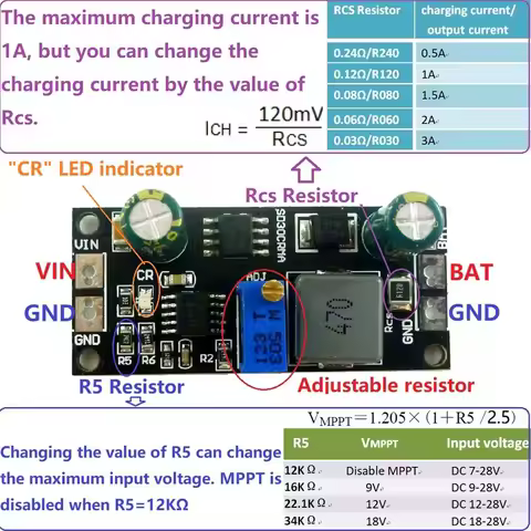 MPPT Solar Panel Charge Controller 1A 3.2V 3.7V 3.8V 7.4V 11.1V 14.8V Li-ion Lithium Battery Chargin
