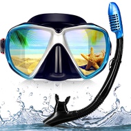 Snorkel Diving Mask Panoramic HD Swim Mask, Anti-Fog Scuba Diving Goggles,Tempered Glass Dive Mask A