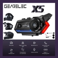 X5 BT5.2 FM IP65 Waterproof Helmet Headset - Cool Warning Light 2000mAh Helmet Earphone - Connect 2