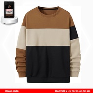 Oversized Sweater / M-6XL Men's Crewneck 3D Caramel Beige Black Combination Men's Sweater Men's Swea