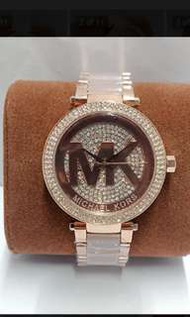 【Michael Kors 】手錶MK6176玫瑰金經典LOGO晶鑽不鏽鋼玻麗錶帶女錶