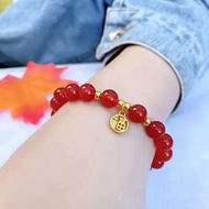 Fu Brand Peach Beaded Bracelet Female Niche Design Light Luxury Bracelet Bracelet Jewelry F88E