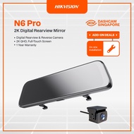 HikVision N6Pro 2K QHD Digital Rearview Mirror Dashcam | Front & Rear Recording