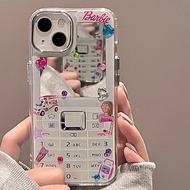 Fashion Barbie Mirror Phone Case for IPhone 11 15 14 Pro Max 12 13Promax XS MAX XR 7 8Plus SE Diamond Sticker Anti-drop Phone Back Cover