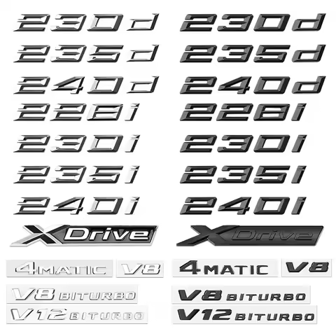 3D Black Chrome Car Letters For BMW M 216i Series 225d 235i Trunk Emblem Logo Badge Adhesive Letteri