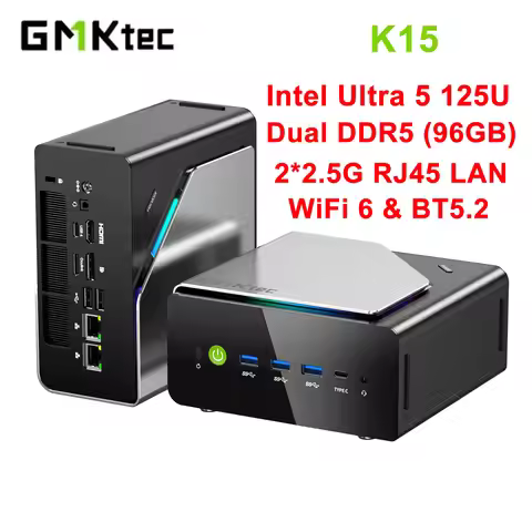 GMKtec K15 MINI PC Intel Ultra 5 125U DDR5 5600MT/s (Up to 96GB) PCIe3.0 Nvme SSD WIFI6E BT5.2 Dual 
