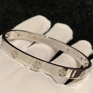 18K Rose Gold Wide Version Four Diamond Bracelet Female Cartier love Classic Narrow Version Diamondl