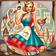 HELLOYOUNG Vintage Metal Sign Ice Cream Decor for Home Coffee Shop 8x8 Inch