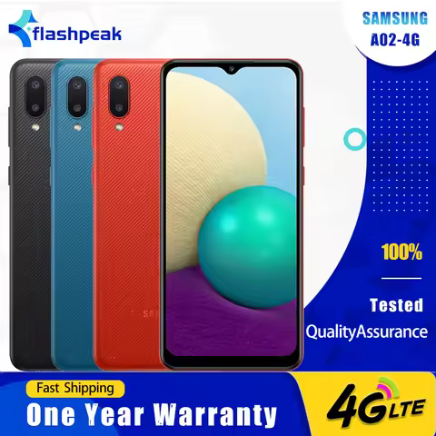 Original Samsung Galaxy A02 A022F 4G Mobile Phone Dual SIM Card 6.5'' 2GB+32GB 13MP+2MP+5MP MT6739W 
