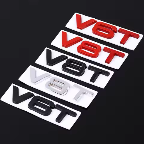 Car Sticker V6T V8T Logo Metal Emblem Badge Decals Stickers for Audi RS Sline S3 S4 S5 S6 S7 S8 A4L 