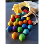 Kids Wooden Balls Toys 2Cm Diameter Raiow Stain Wood Marbles Match Building Bloc And Trees