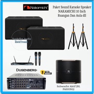 Paket Karaoke Speaker Nakamichi 10 Inch Original Amplifier 2 Mic Wireless Subwoofer 12 Inch Pasion12 JBL Komplit garansi resmi 1 tahun
