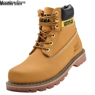 TH TOP★Moonline Store รองเท้าบูทชาย cat รองเท้าบู้ททำงานส้นเตี้ยCaterpillar รองเท้าสีเหลือง รองเท้าบูท 2024