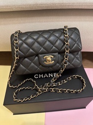 Chanel Classic Mini Flap Bag 20cm 荔枝牛皮淡金扣💖絕版收藏美品