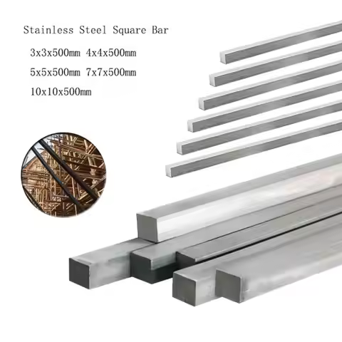1PCS 304 Stainles Steel Square Bar Rod 3x3 4x4 5x5 7x7 10x10MM Length 500mm