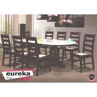 EUREKA 356 6ft Oval Marble Dining Set 8 Chairs/ Meja Makan Bujur Gred A (Deliver & Installation Klan