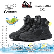 CC PROTECTORS S302 Black Mamba Waterproof Protective Riding Shoe Boots Air Breathable Rider Kasut