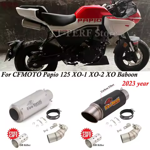 For CFMOTO Papio125 Xo-1 Xo-2 Xo Baboon 2023 Motorcycle Exhaust Systems Modify 51MM Middle Link Pipe