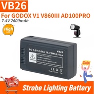 VB26 High Quality Strobe Lighting Battery 7.4V 2600mAh for GODOX V1 V860III AD100PRO Brand New Repla