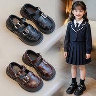 Girls Leather Shoes Princess Shoes Black Campus Performance