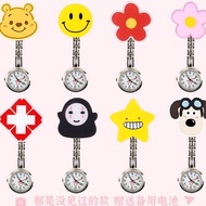 Cartoon Pullable Retractable Nurse Watch Pocket Watch Cute Girl Pattern Chest Watch Student Exam Med