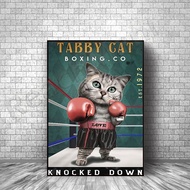 Tabby Cat Boxing co, abattre, enseignes rétro, adapté à la décoration murale extérieure des bars et cafés des hôs familiaux