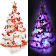 [特價]摩達客 台製12尺特級白色松針葉聖誕樹+紅金色系配件+100燈LED燈