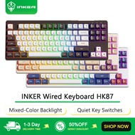 INKER Wired Keyboard HK87 Quiet Key Switches 87-Key Layout Mixed-Color Backlight Silent Keyboard